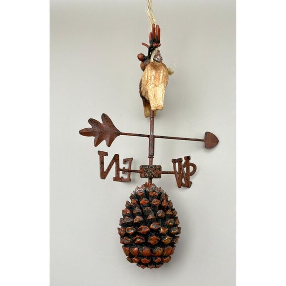 Vintage Reindeer Weathervane Christmas Tree Ornament Pinecone Base Rustic Farm - Picture 5 of 7